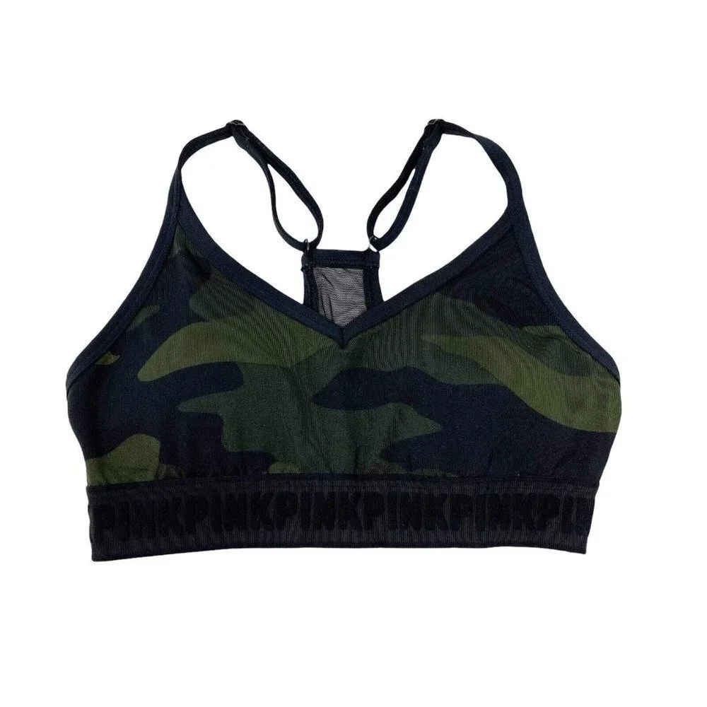 Victoria's Secret PINK Ultimate Lightly‎ Lined Sports Bra Women's Size XS Camo - Picture 2 of 8